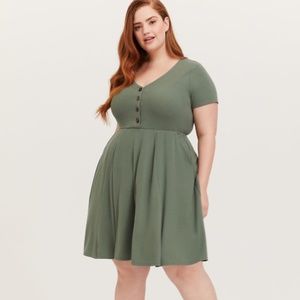 Torrid Rib Button Down Skater Dress
